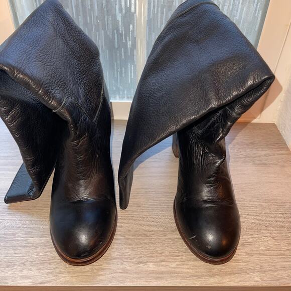 Seychelles Obsidian Black Round Toe Leather Knee High Boots Block Heel Women - Picture 5 of 15